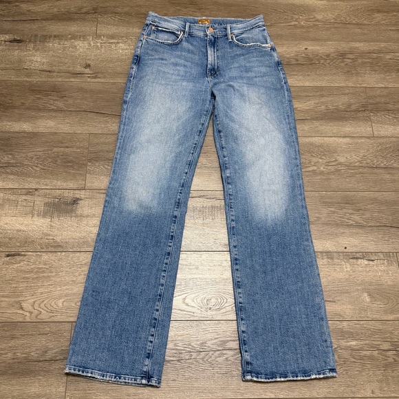 MOTHER The Kick It Jeans in Scenic Route Straight Leg High Rise 32" Inseam Sz 28 - Picture 2 of 13